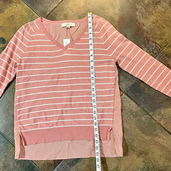 NWT Women’s Pink LOFT Striped Sweater Flow Back Small - Picture 5 of 11